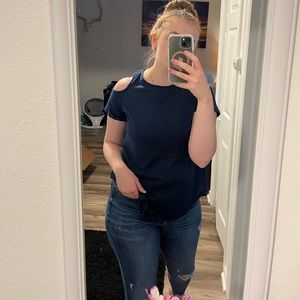 Navy Blue Cold Shoulder Blouse (unbranded) (small)